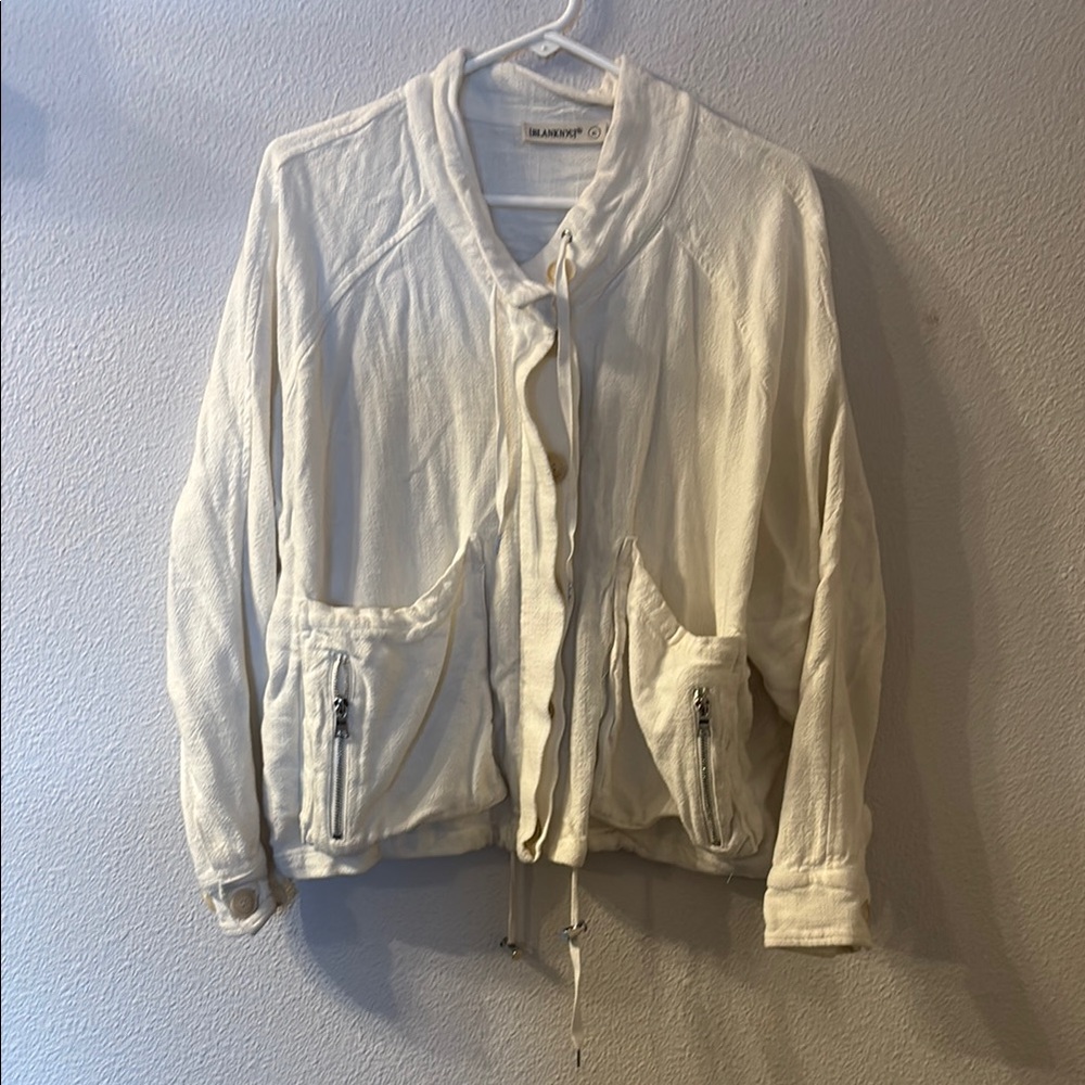 Blank NYC white part linen zip up jacket size XL